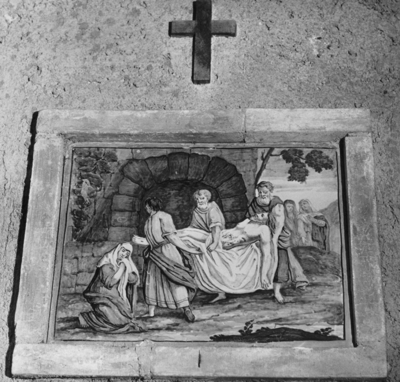 stazione XIV: Gesù deposto nel sepolcro (dipinto) - ambito napoletano (secc. XVII/ XVIII)