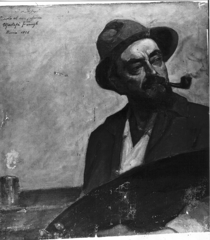 Ritratto del pittore Antonino Calcagnadoro (dipinto) di Farrugli Mustafà (sec. XX)