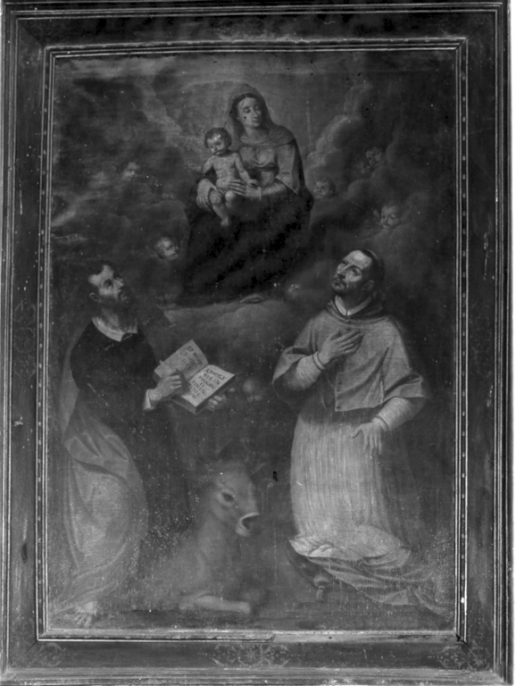 Apparizione della Madonna ai SS. Luca e Carlo Borromeo (dipinto) - ambito laziale (fine sec. XVII)