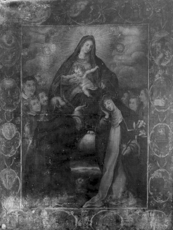 Madonna del Rosario con San Domenico e Santa Caterina (dipinto) di Cesari Giuseppe detto Cavalier d'Arpino (scuola) (fine/inizio secc. XVI/ XVII)