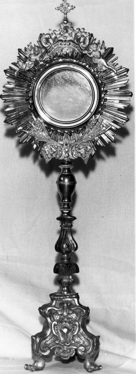 ostensorio - a raggiera - ambito romano (prima metà sec. XVIII, sec. XX)