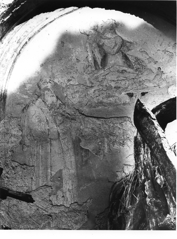 Madonna con Bambino in gloria e Santo (dipinto, opera isolata) - ambito laziale (sec. XVII)