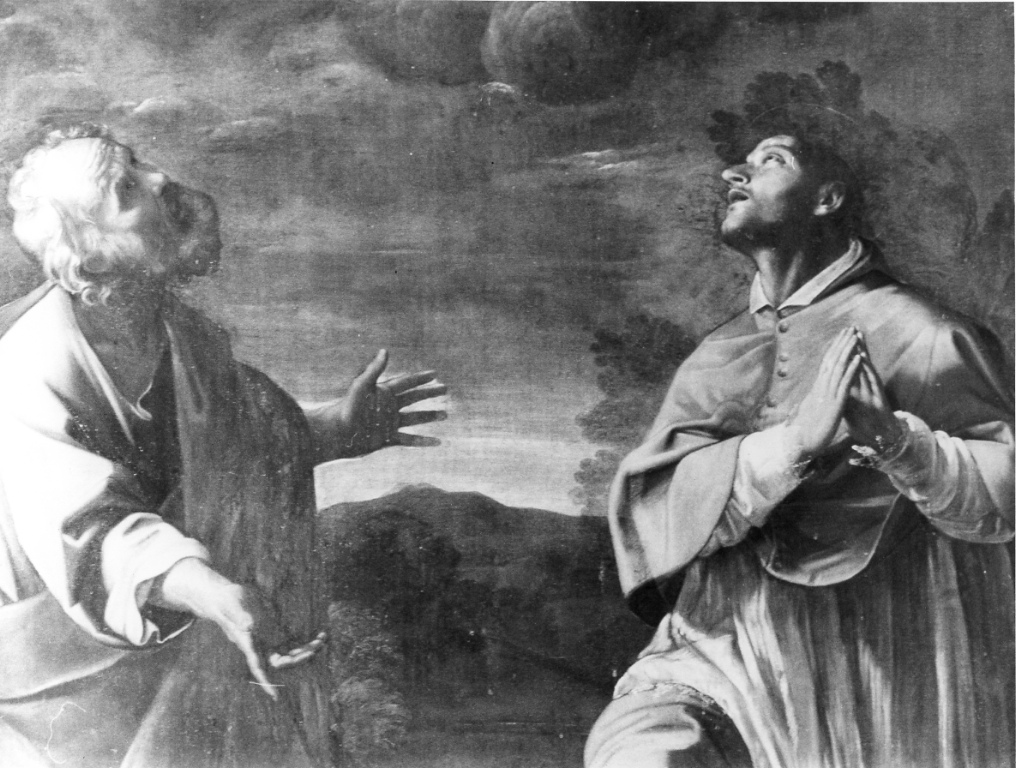 San Pietro e San Carlo Borromeo hanno la visione della Madonna con Bambino (dipinto) di Sementi Giovan Giacomo (primo quarto sec. XVII)