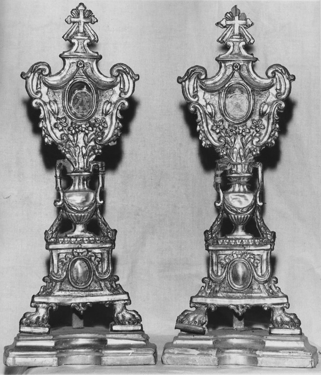 reliquiario - a ostensorio, coppia - bottega laziale (fine/inizio secc. XVIII/ XIX)