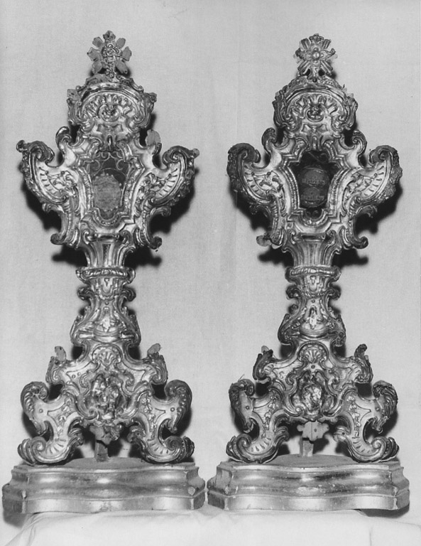 reliquiario - a ostensorio, coppia - bottega romana (seconda metà sec. XVIII)
