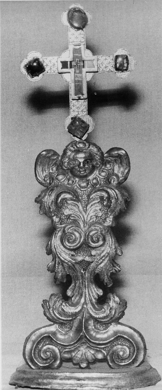 reliquiario - a croce - bottega laziale (sec. XV)