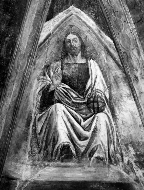 Salvator Mundi, Cristo benedicente in clipeo (dipinto, ciclo) di Bazzi Giovanni Antonio detto Sodoma (attribuito) (sec. XVI)