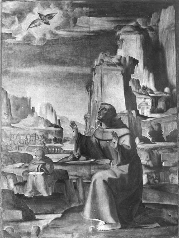 San Francesco d'Assisi riceve le stimmate (pala d'altare) - ambito romano (inizio sec. XVI)
