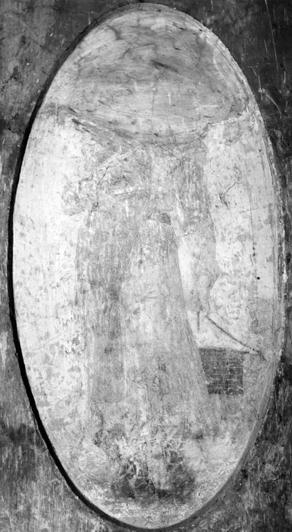 Figura di frate francescano con libro (dipinto, ciclo) - ambito laziale (inizio sec. XVI)