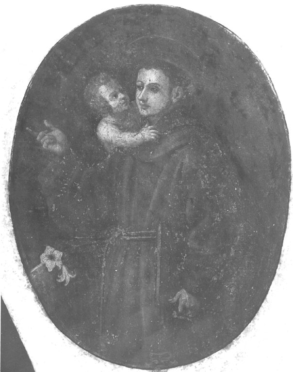 Sant'Antonio da Padova con Gesù Bambino (dipinto, complesso decorativo) - ambito laziale (seconda metà sec. XVII)