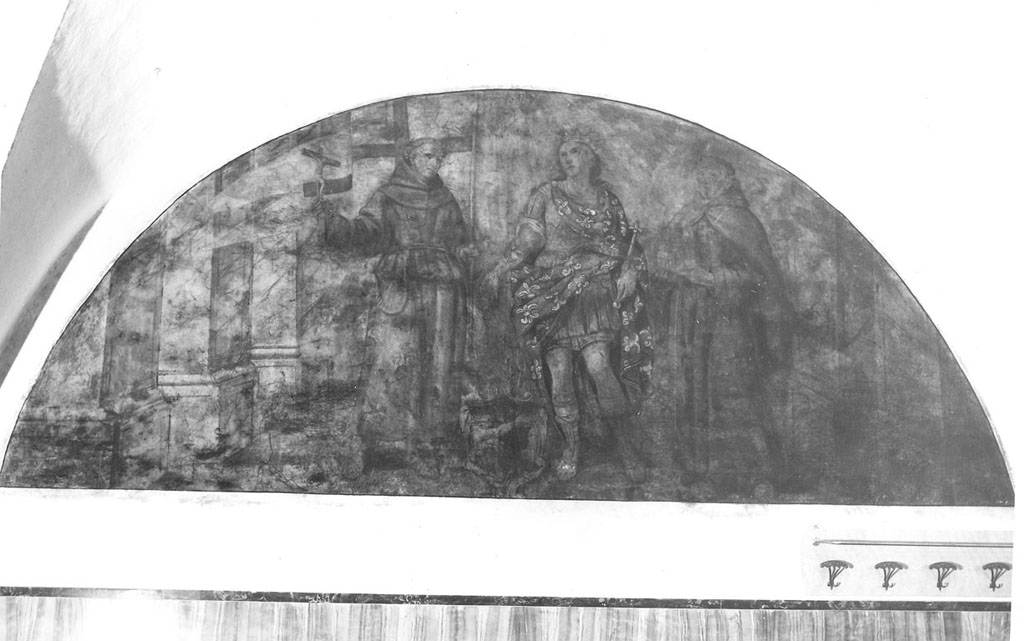 San Luigi IX re di Francia tra due santi francescani (dipinto, complesso decorativo) - ambito laziale (seconda metà sec. XVII)