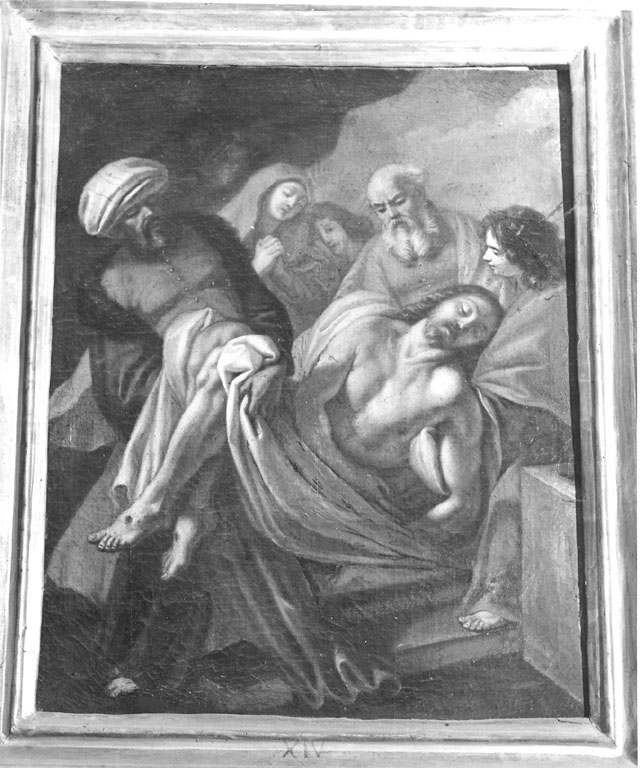 Stazione XIV: Gesù deposto nel sepolcro (dipinto) - ambito laziale (metà sec. XVIII)