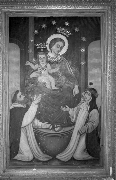 Madonna del Rosario con San Domenico e Santa Caterina da Siena (dipinto) - ambito laziale (seconda metà sec. XX)