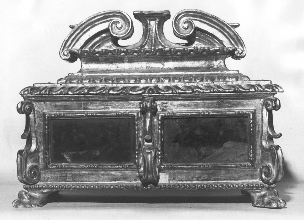 reliquiario a teca - a urna - ambito laziale (sec. XVIII)