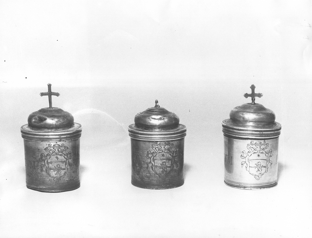 vasetti per oli santi, serie - ambito romano (sec. XVIII)