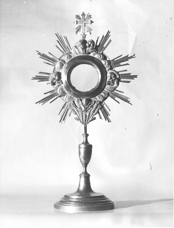 ostensorio - a raggiera - ambito laziale (metà sec. XIX)