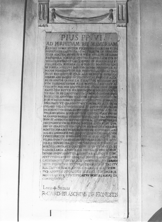 lapide commemorativa - ambito laziale (ultimo quarto sec. XVIII)