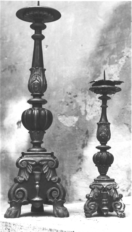 candeliere, elemento d'insieme - ambito laziale (sec. XVIII)