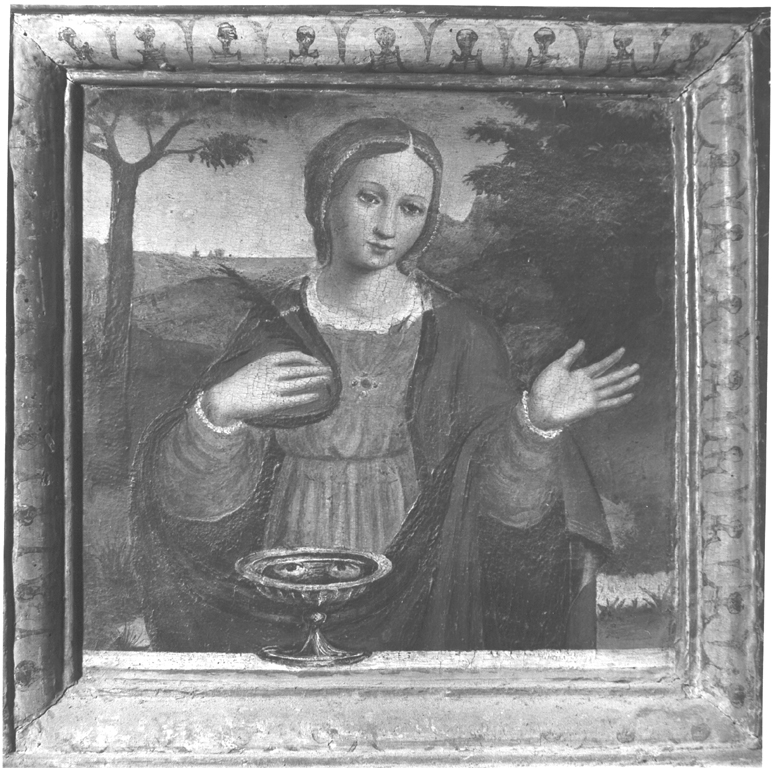 Santa Lucia (dipinto, elemento d'insieme) di Torresani Bartolomeo (attribuito) (seconda metà sec. XVI)