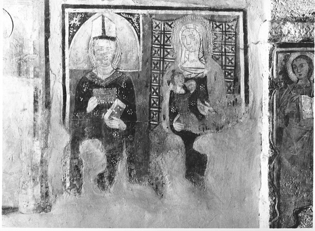 Madonna con Bambino e santo (dipinto) - ambito laziale (inizio sec. XV)