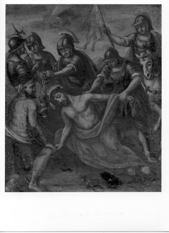stazione X: Gesù spogliato e abbeverato di fiele (dipinto, ciclo) - ambito romano (sec. XIX)