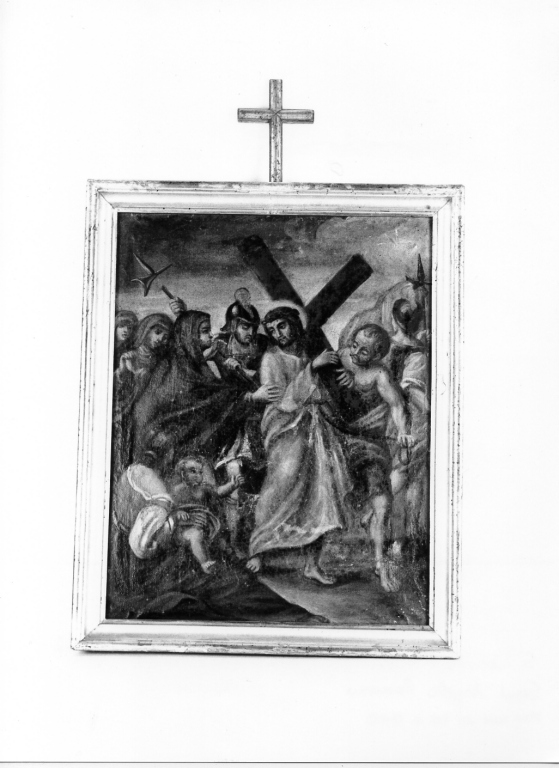 stazione IV: Gesù incontra la Madonna (dipinto, ciclo) - ambito romano (sec. XIX)
