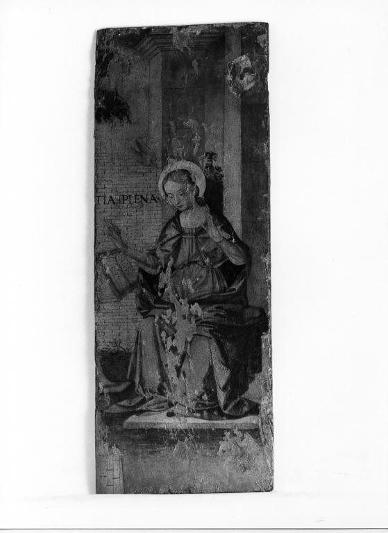 Madonna annunciata (dipinto, elemento d'insieme) di Aquili Antonio detto Antoniazzo Romano (bottega) (fine sec. XV)