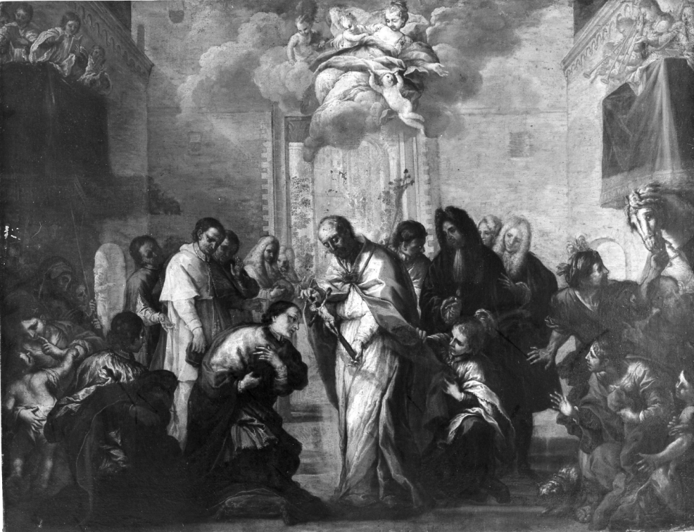 monsignore Zondadari prende possesso della chiesa metropolitana di Siena (dipinto) di Nasini Giuseppe Nicola (prima metà sec. XVIII, sec. XIX)