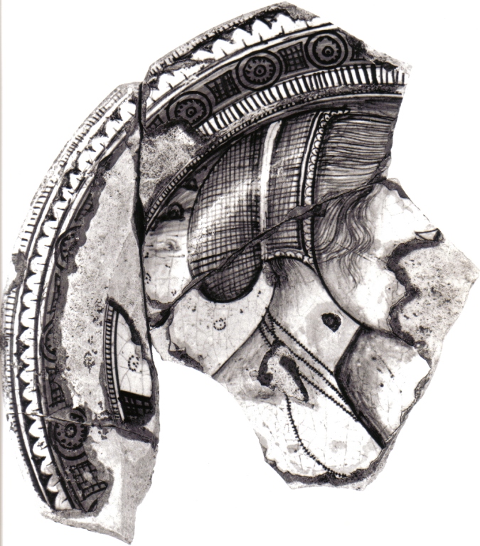 piatto, frammento - manifattura viterbese (prima metà sec. XVI)