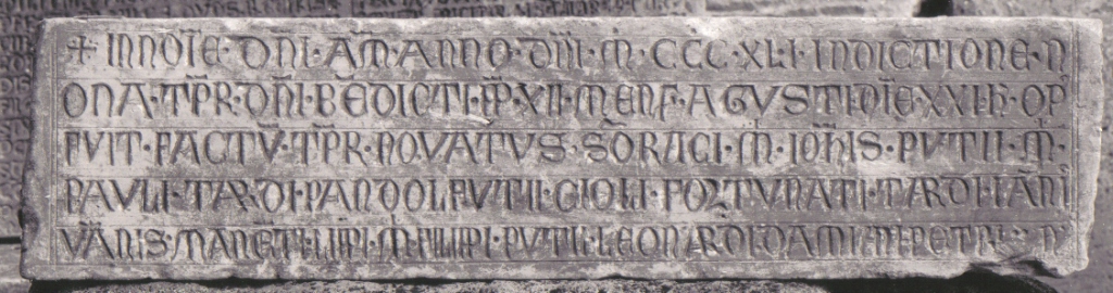 lapide documentaria - ambito laziale (sec. XIV)