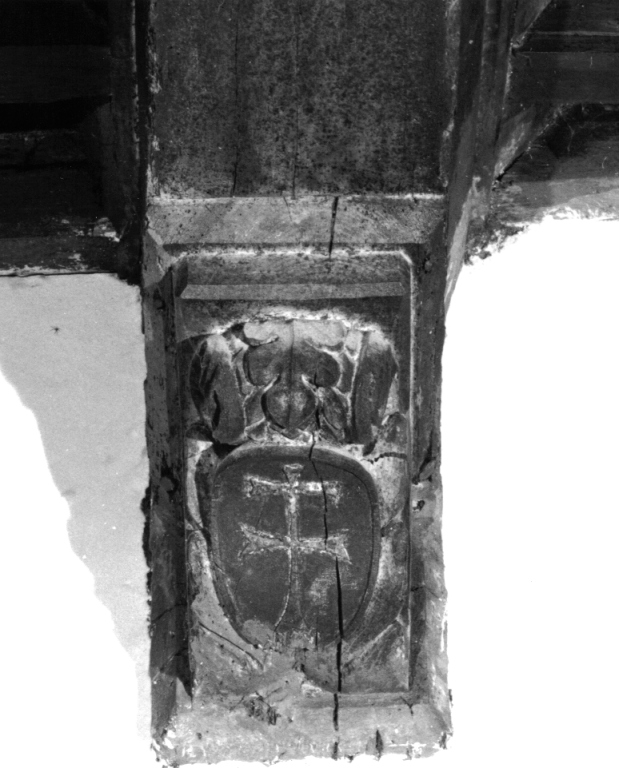 emblema dell'ordine di Santo Spirito in Sassia (testata di trave, elemento d'insieme) - ambito viterbese (sec. XV)