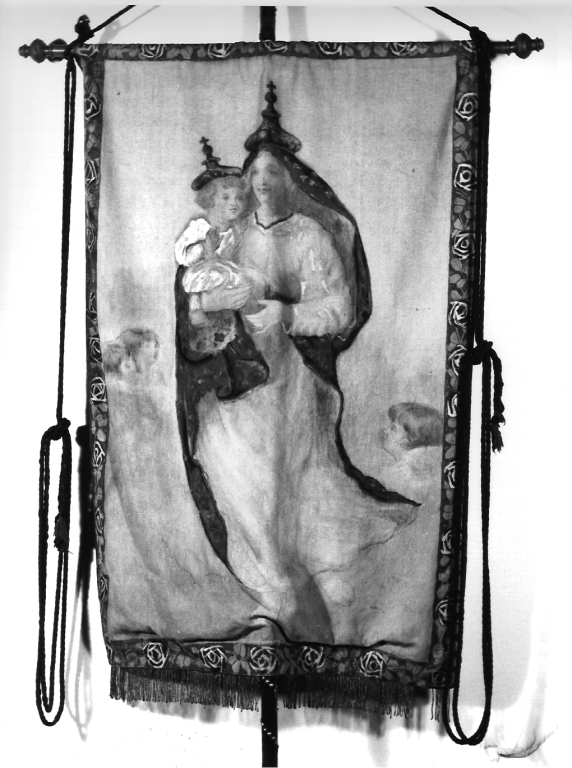 Madonna delle Grazie, Madonna con Bambino benedicente (stendardo processionale) - manifattura laziale (metà sec. XIX)