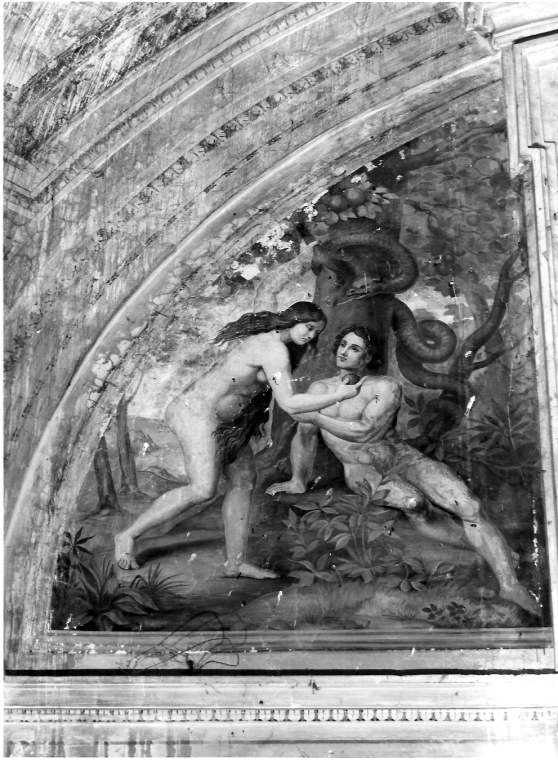 Eva viene persuasa dal serpente a prendere il frutto proibito (dipinto) di Cianti Michelangelo (ultimo quarto sec. XIX)