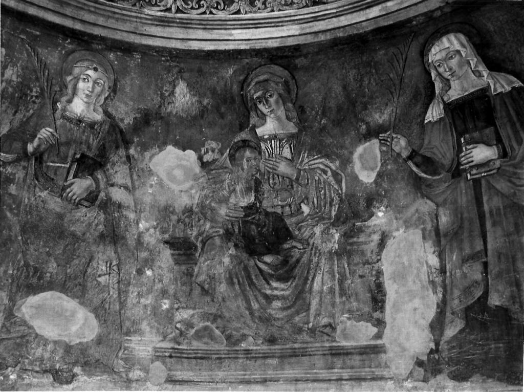 Madonna con Bambino in trono tra Santa Cecilia e Santa Liberata (dipinto) di Aquili Antonio detto Antoniazzo Romano (scuola) (fine/inizio secc. XV/ XVI)