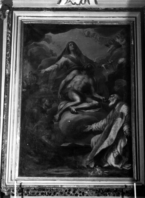 Pietà con San Bonaventura e San Lorenzo da Brindisi (dipinto) - ambito romano (sec. XVIII)