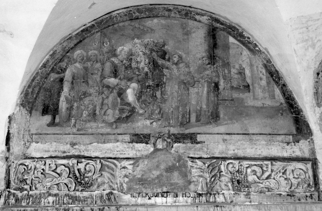 predica di San Francesco d'Assisi ad un infedele (dipinto) - ambito laziale (sec. XVII)