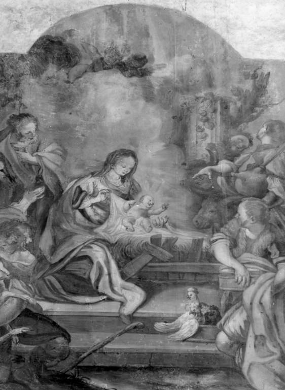 natività di Gesù (dipinto) di Romanelli Giovanni Francesco (maniera) (sec. XVII)