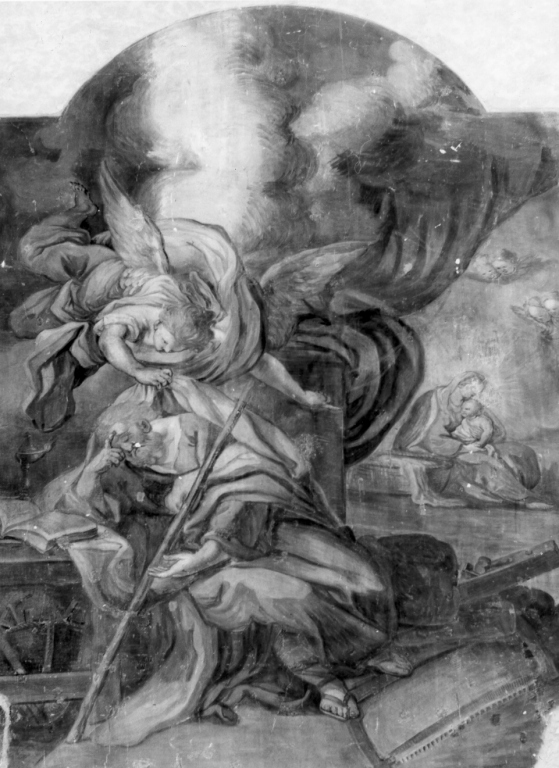 apparizione in sogno a Giuseppe dell'angelo che lo esorta a tornare a casa (dipinto) di Romanelli Giovanni Francesco (maniera) (sec. XVII)