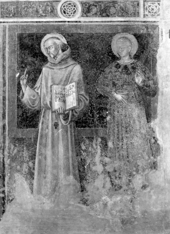 San Sebastiano, San Benedetto, San Bernardino e San Lucia (dipinto) di De Ferraris Domenico di Giovanni (fine sec. XV)