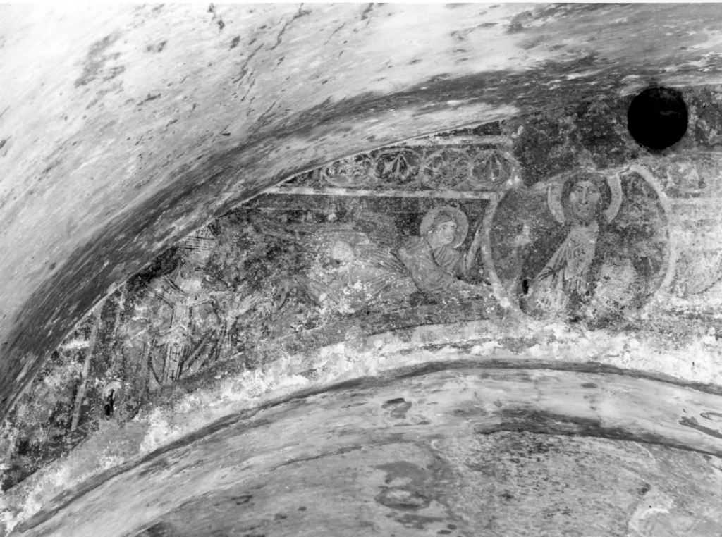 Cristo tra Santa Cristina e un offerente (dipinto, frammento) - ambito umbro-senese (fine sec. XIII)