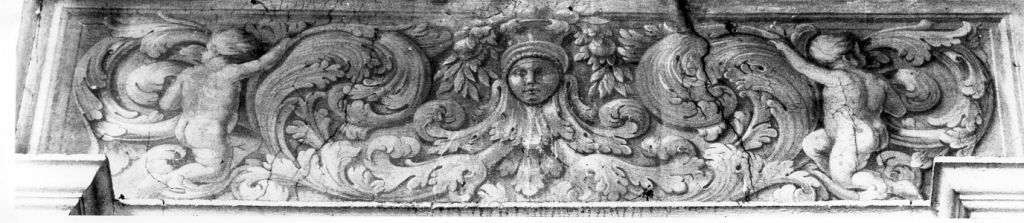 motivi decorativi vegetali con putti e mascherone (dipinto, complesso decorativo) - ambito viterbese (sec. XVII)