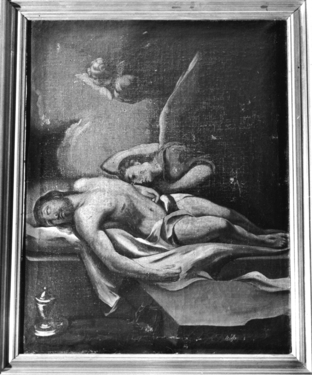 stazione XIV: Gesù deposto nel sepolcro (Via Crucis, ciclo) - ambito laziale (sec. XIX)