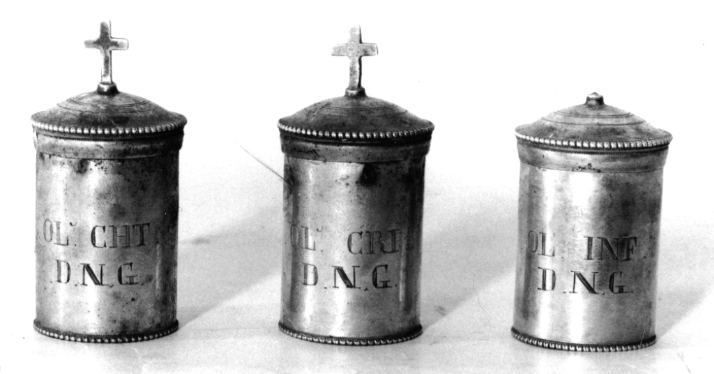 vasetti per oli santi - ambito romano (seconda metà sec. XIX)
