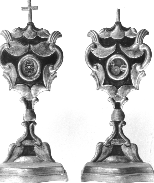 reliquiario - a ostensorio, coppia - ambito laziale (prima metà sec. XVIII)