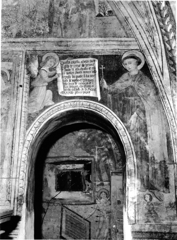 San Pietro eremita e un angelo con cartiglio (dipinto) di Pietro (sec. XV)