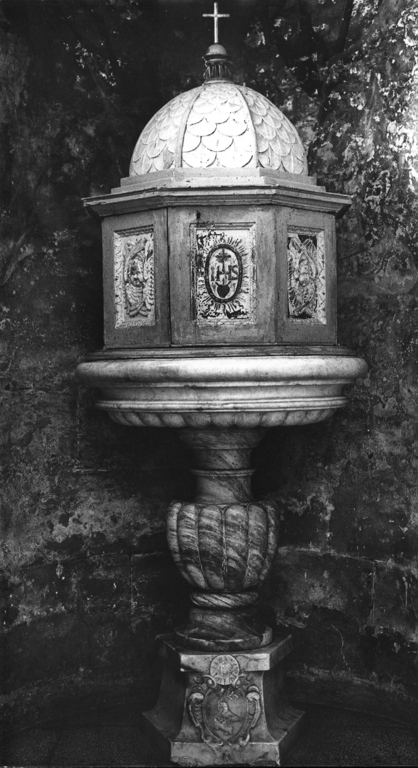 fonte battesimale - a fusto, elemento d'insieme - ambito viterbese (sec. XVII)