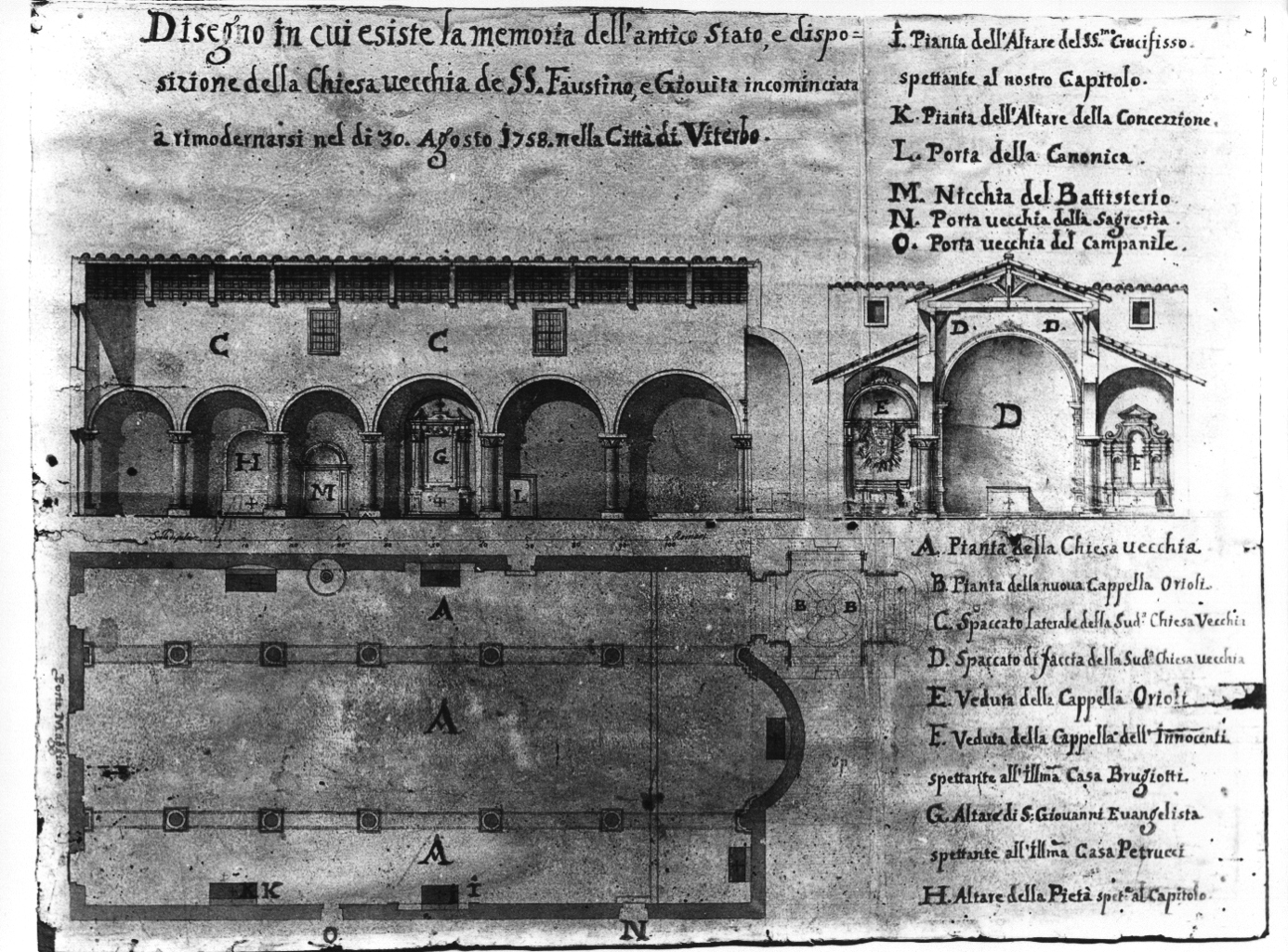 antica chiesa di San Faustino (disegno) - ambito viterbese (sec. XVIII)