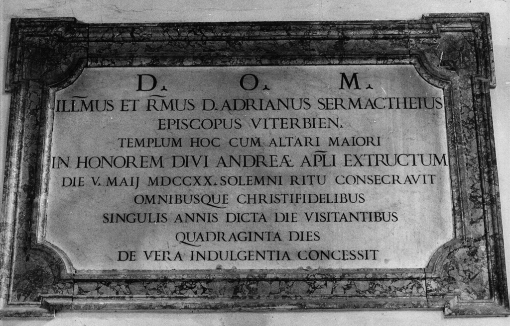 lapide commemorativa - ambito viterbese (sec. XVIII)
