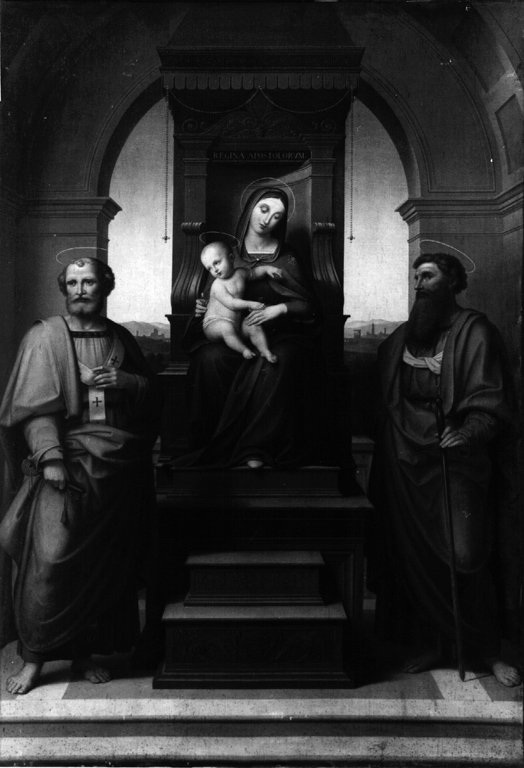Madonna in trono con Bambino e Santi (pala d'altare) di Kuchler Albert detto Fra Pietro da Copenhagen (sec. XIX)