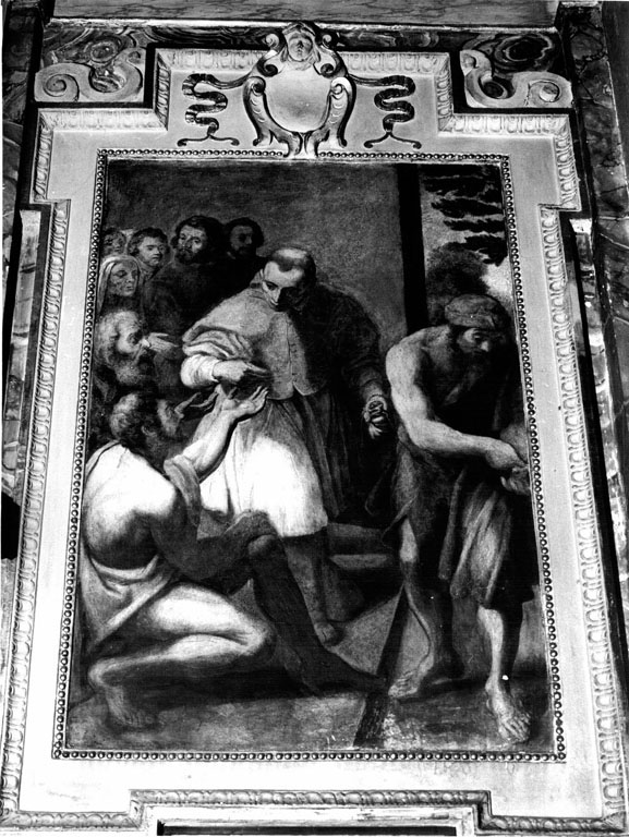 Elemosina di San Carlo Borromeo (dipinto) di Cozza Francesco (sec. XVII)